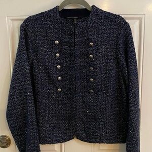 White House Black Market Tweed Metallic Military Crop Jacket  XL